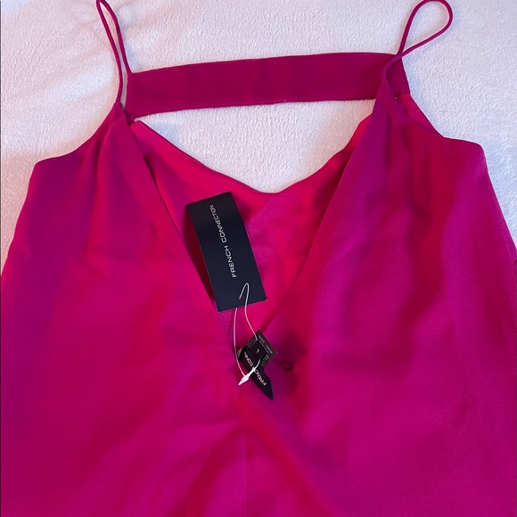Fuchsia pink cutout v neck tank top by French Connection - Picture 2 of 7